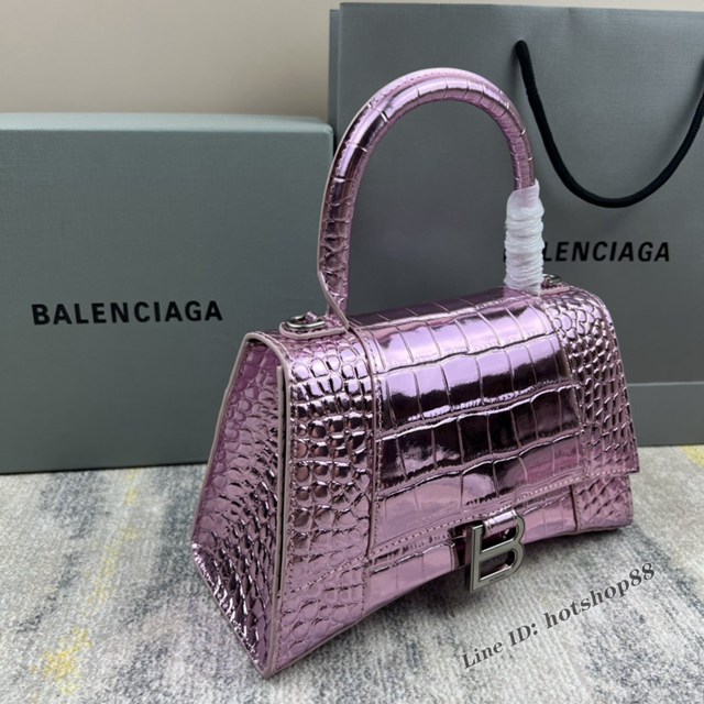 Balenciaga專櫃爆款新色鱷魚紋S號Hourglass沙漏包 巴黎世家頂級原單手提肩背包 款號：8895 fyj1237